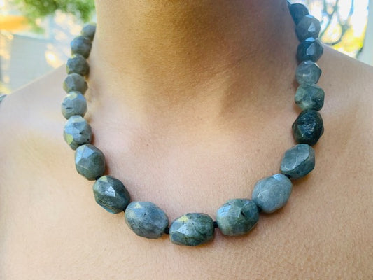 Labradorite Stone Necklace 18" Long