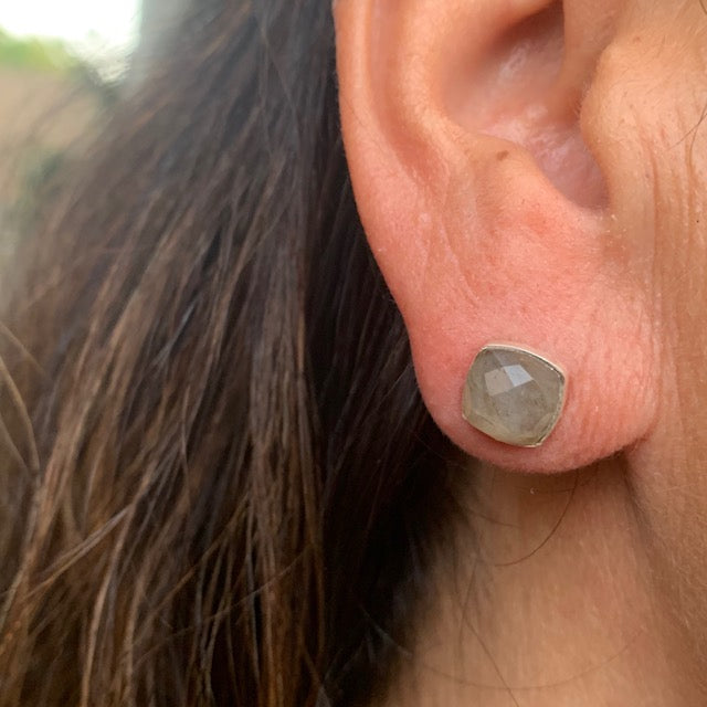 Labradorite Stud Earrings (Silver or Gold)