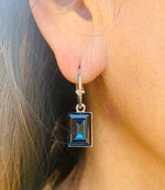 Midnight Blue Crystal Hoop Earrings