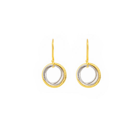 Mixed Metal silver and Gold Circle Earrings