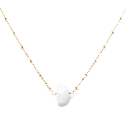 Moonstone Pendant 1/2 Moon Shape Gold Chain Necklace