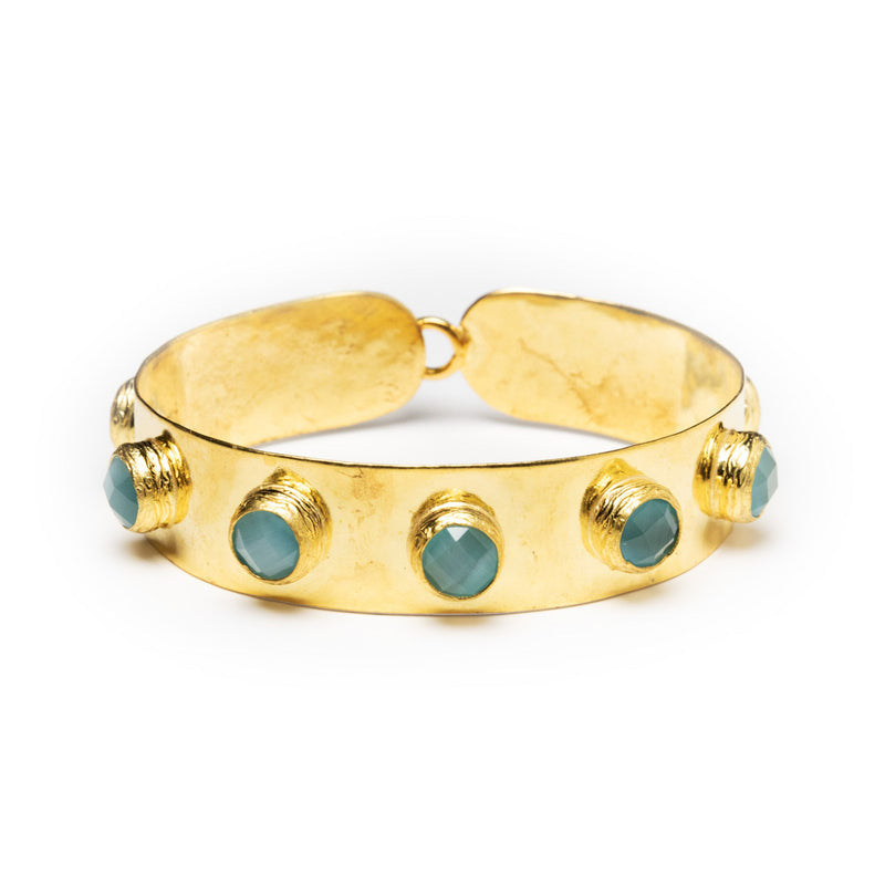 7 Stone Green Blue Quartz Gemstone Bracelet