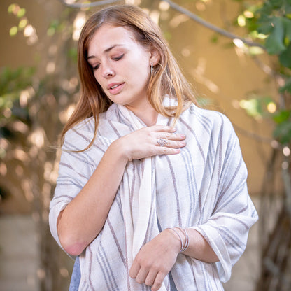 Scarf - Pashmina - Off White & Grey