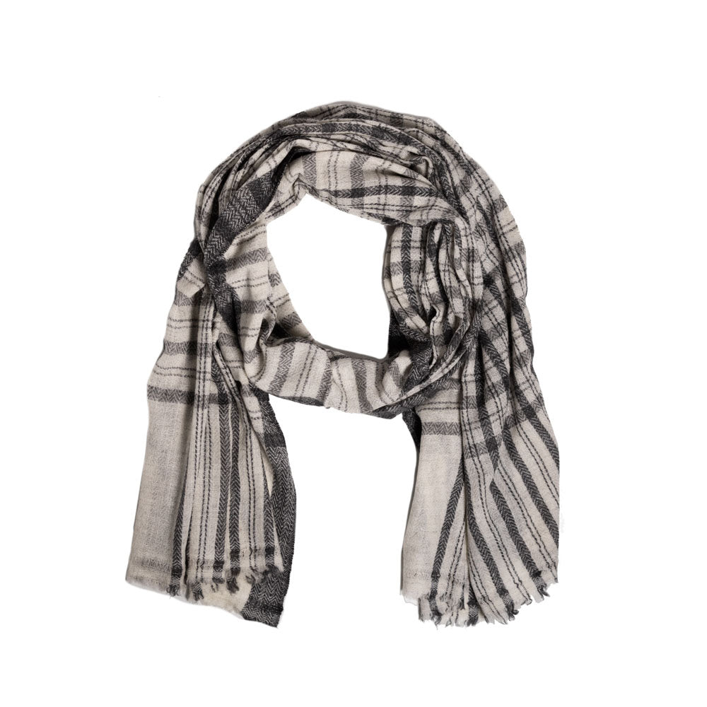 Scarf - Pashmina - Cream and Charcoal Grey