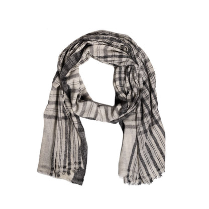 Scarf - Pashmina - Cream and Charcoal Grey