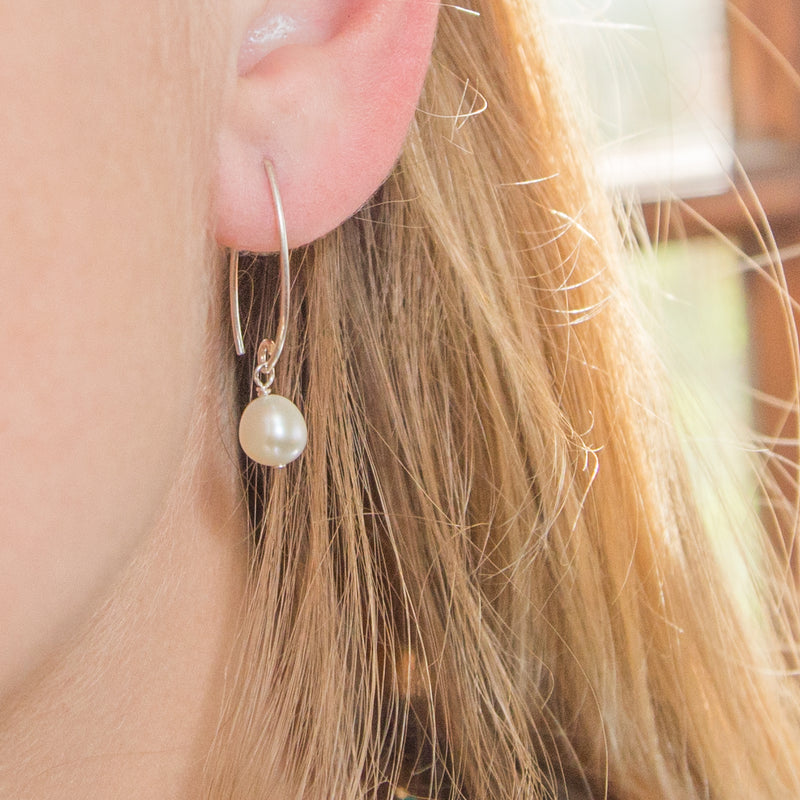 White Pearl Drop Earrings – Beksan Designs