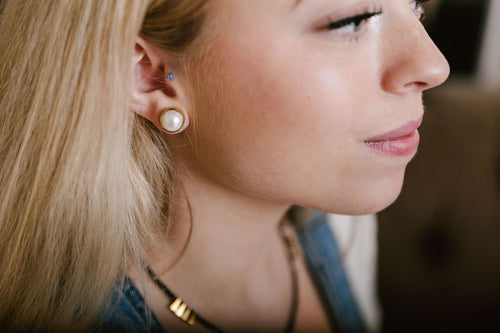 Pearl Stud Earrings 24k Gold Vermeil