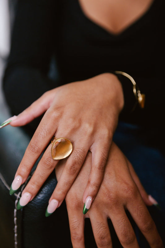 Citrine Crystal Cut Adjustable Statement Ring