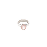 Rose Quartz Ring (Silver with Rhodium Oval)