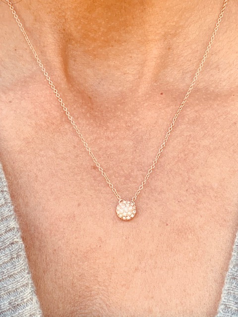 Crystal Pave Pendant  Rose Gold Vermeil Necklace