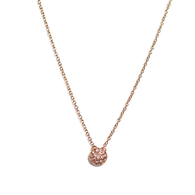 Crystal Pave Pendant  Rose Gold Vermeil Necklace