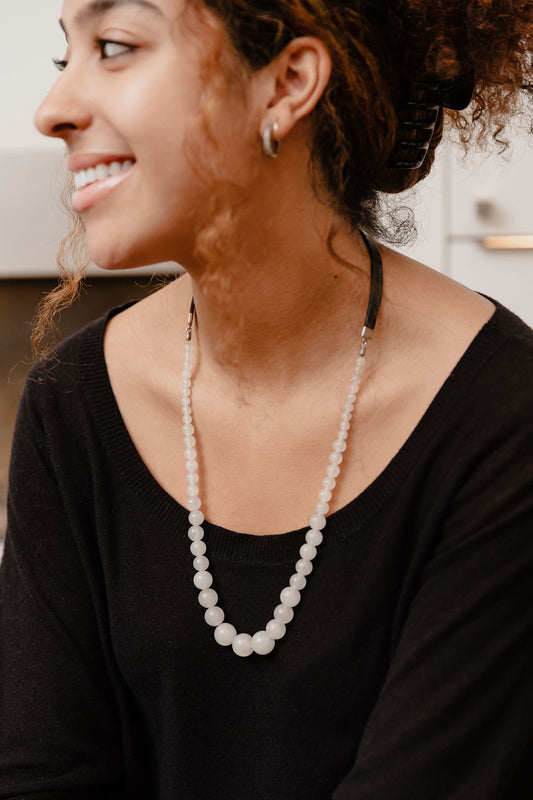 Rose Quartz Bead  with Leather Necklace