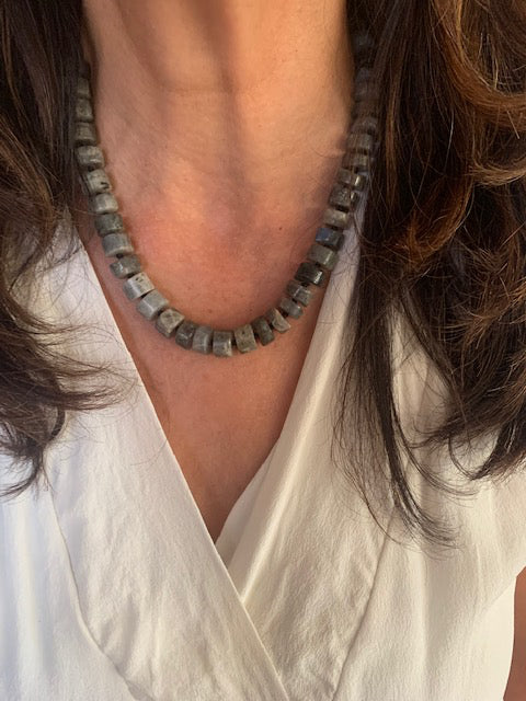 Labradorite Bead Necklace 18" Long