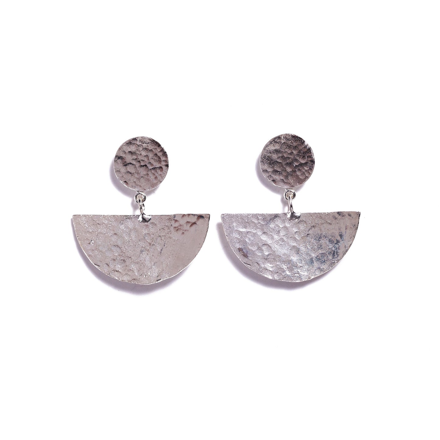 Geo Silver Half Moon Stud Earrings