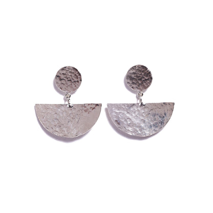Geo Silver Half Moon Stud Earrings