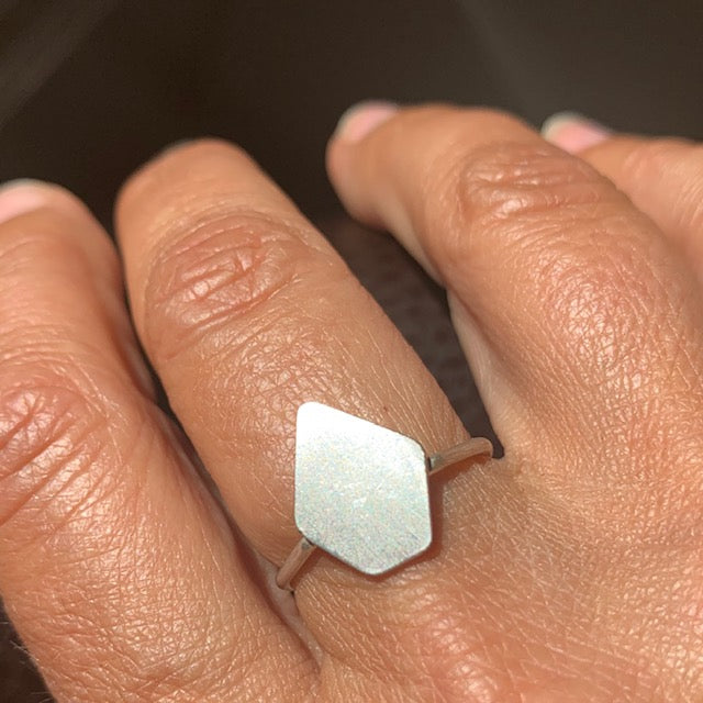 Silver Hexagon Shape Ring