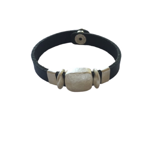 Leather and Silver Bracelet