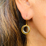 Mixed Metal silver and Gold Circle Earrings
