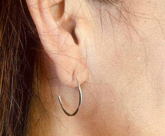 Silver Hoop Twist Earrings