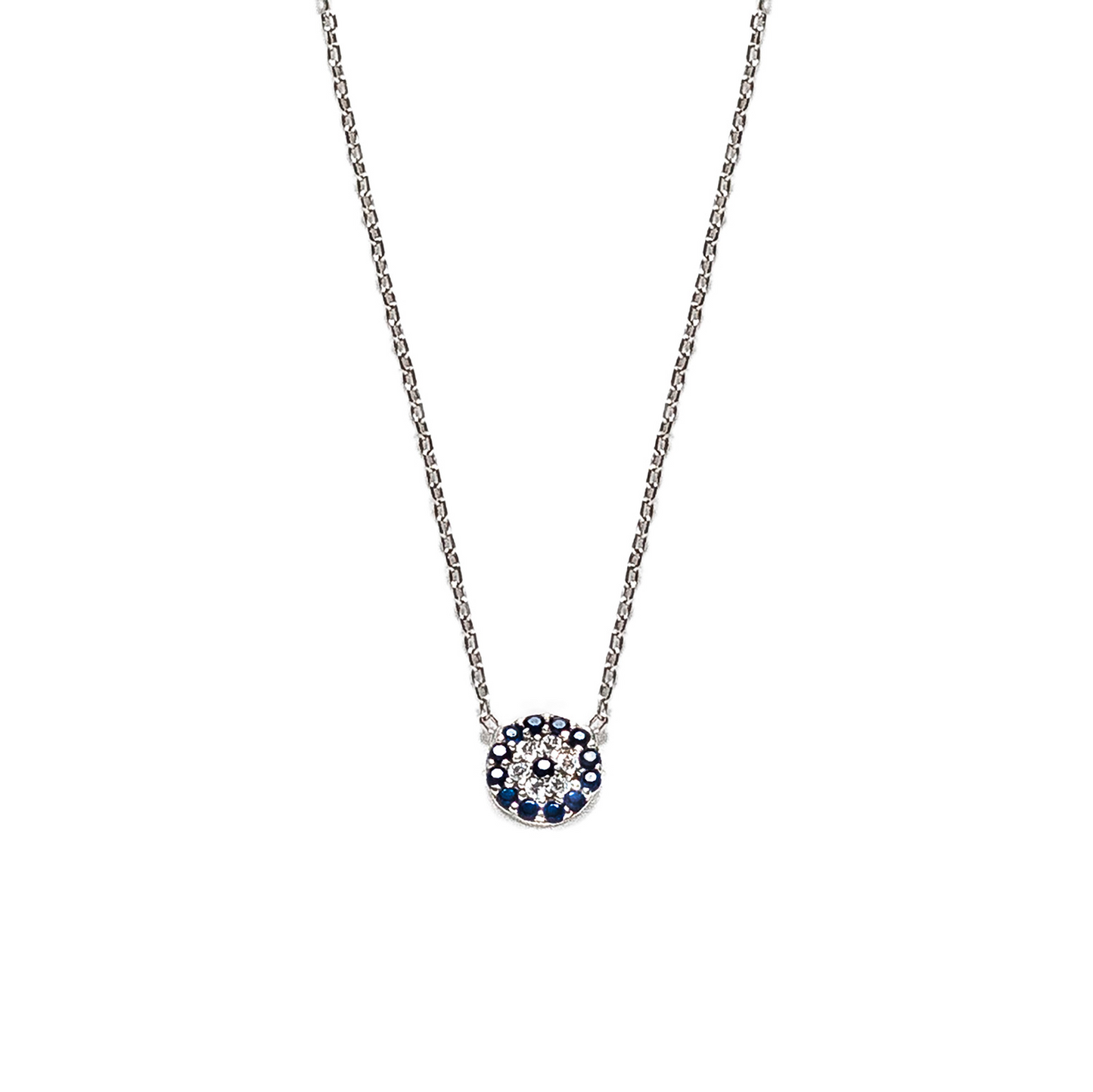 Modern Evil Eye Silver and Crystal Necklace Small