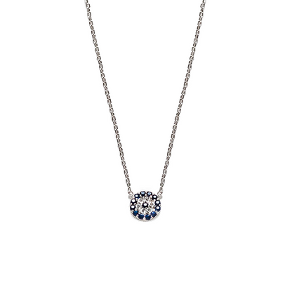 Modern Evil Eye Silver and Crystal Necklace Small