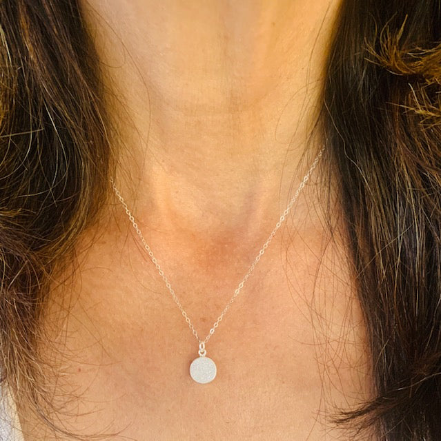 Necklace - Silver - Round Small Druzy