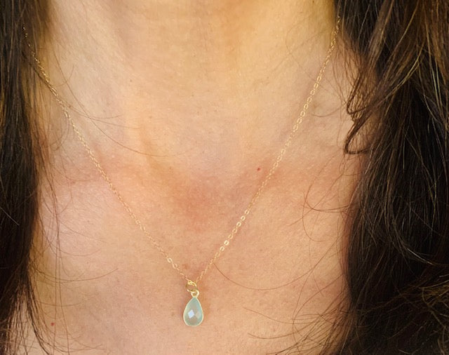 Chalcedony Teardrop Pendant Necklace