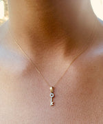 Gold Key Necklace with White Sapphires