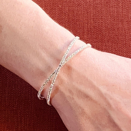 Crystal Adjustable Cross Bracelet in Silver