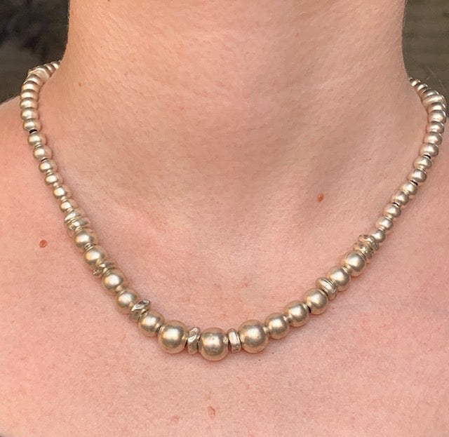 Zinc/Silver Round Bead Necklace