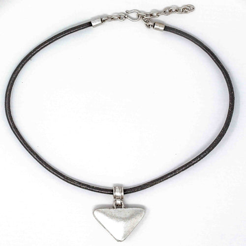 Necklace - Zinc/Silver - Leather Arrowhead - Beksan Designs