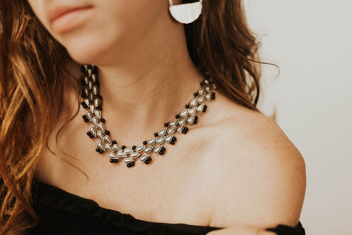 Black Onyx  Zinc and Silver Necklace