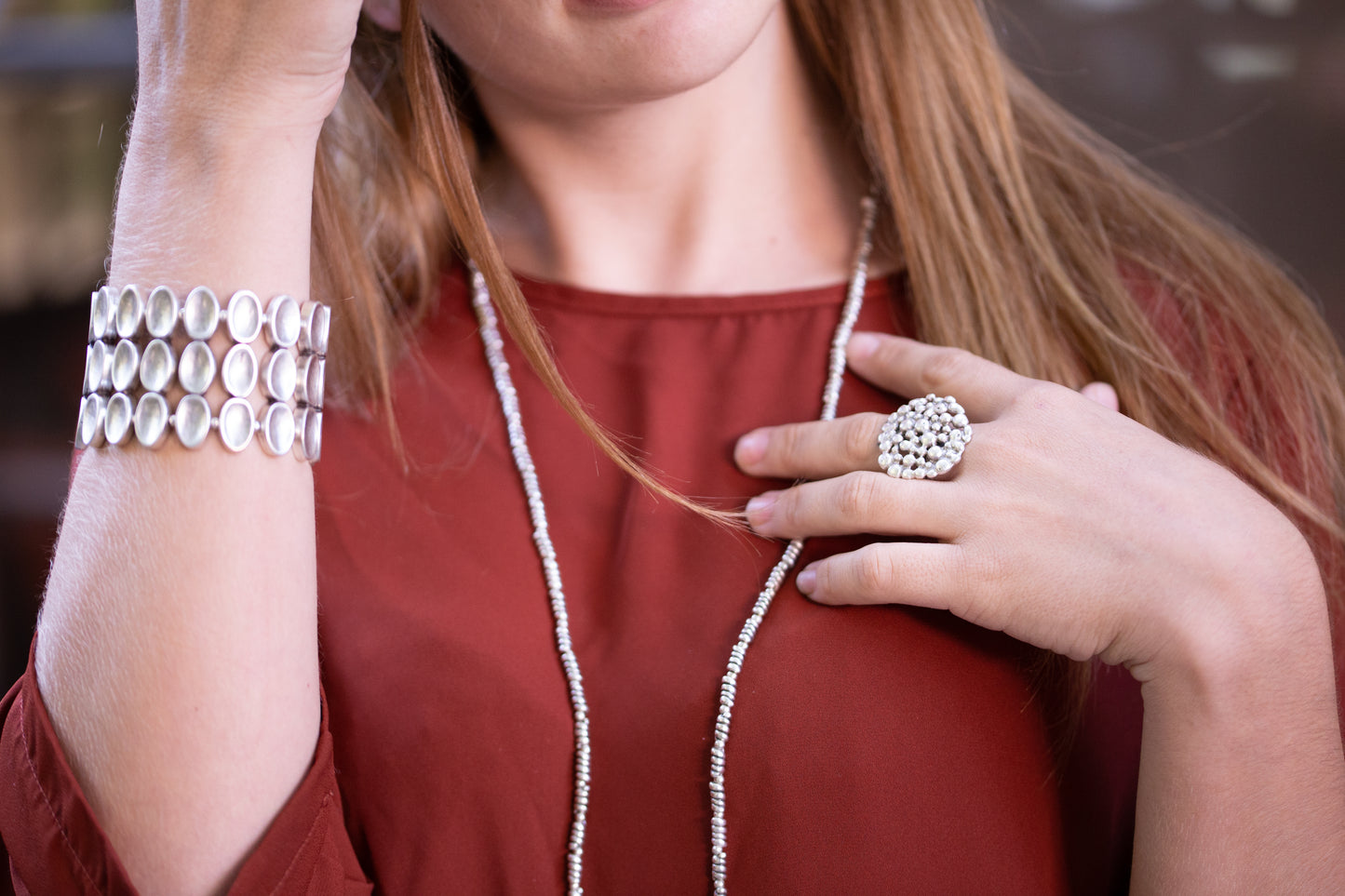 Zinc Silver Confetti Round Ring