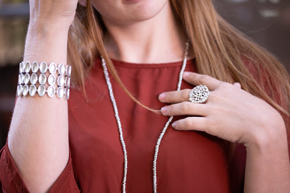 Zinc Silver Confetti Round Ring