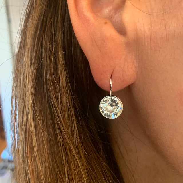 Clear Crystal Earrings Silver