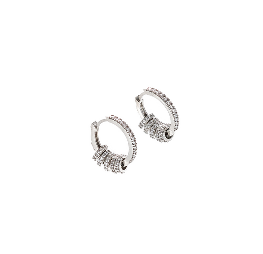Clear Crystal Huggie Circle Hoop Earrings