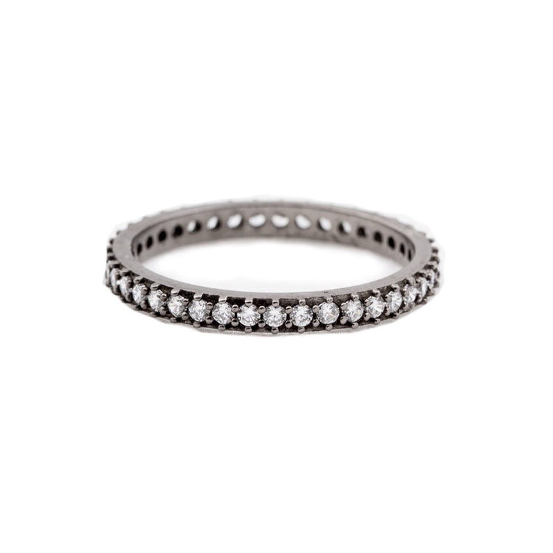 Ring - Crystal - Titanium Single Stack - Beksan Designs
