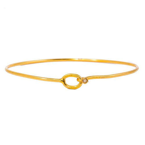Bracelet - Antika -  Thin Bracelet with Crystal Stone - Gold - Beksan Designs