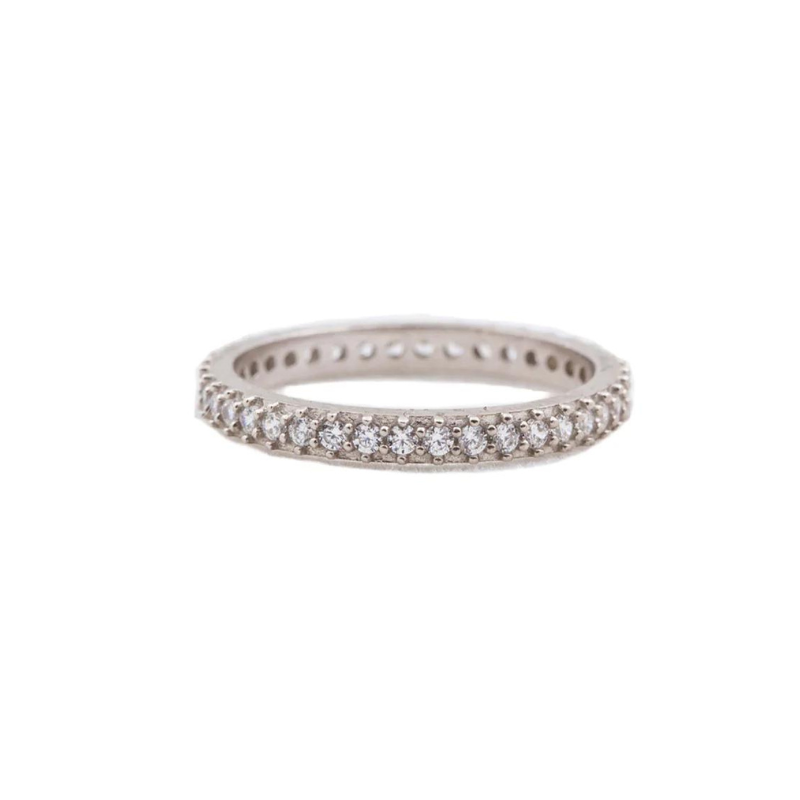 Crystal Band Stack Ring (Silver)