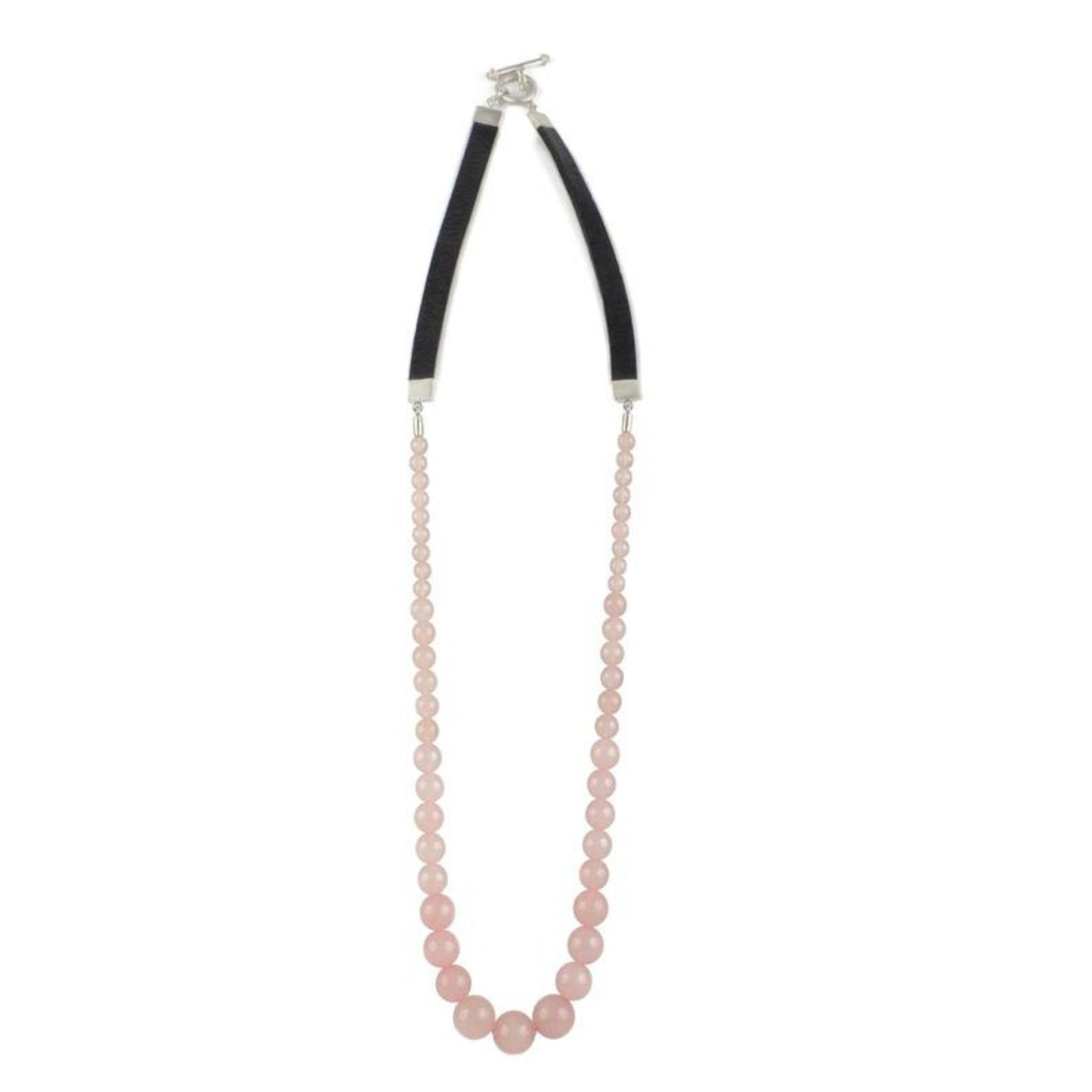 Necklace - Antika - Rose Quartz Bead and Leather - Beksan Designs